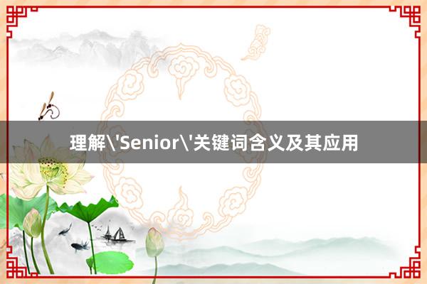 理解'Senior'关键词含义及其应用